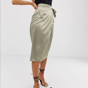 Missguided Satin Wrap Skirt
